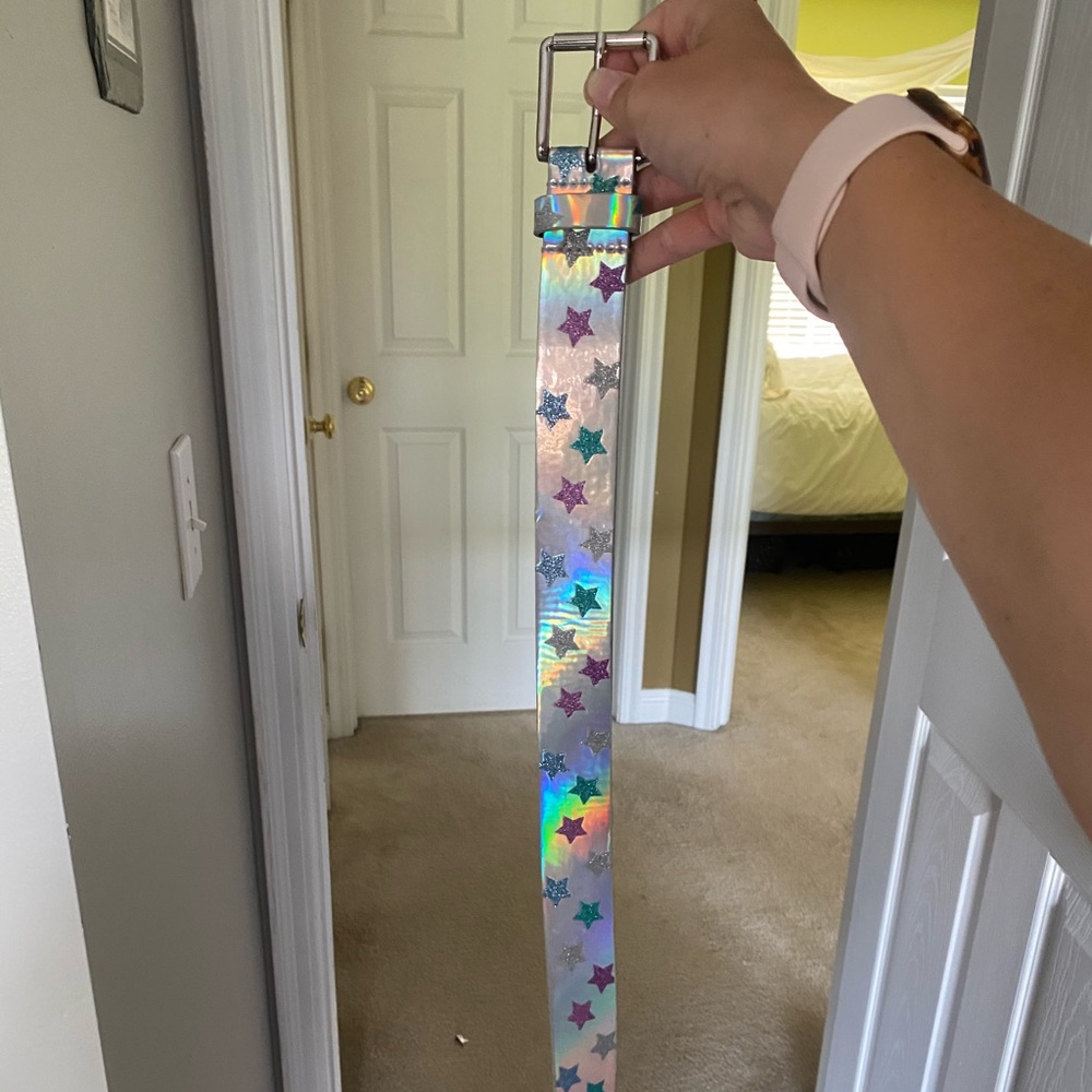 SILVER GLITTER STAR BELT